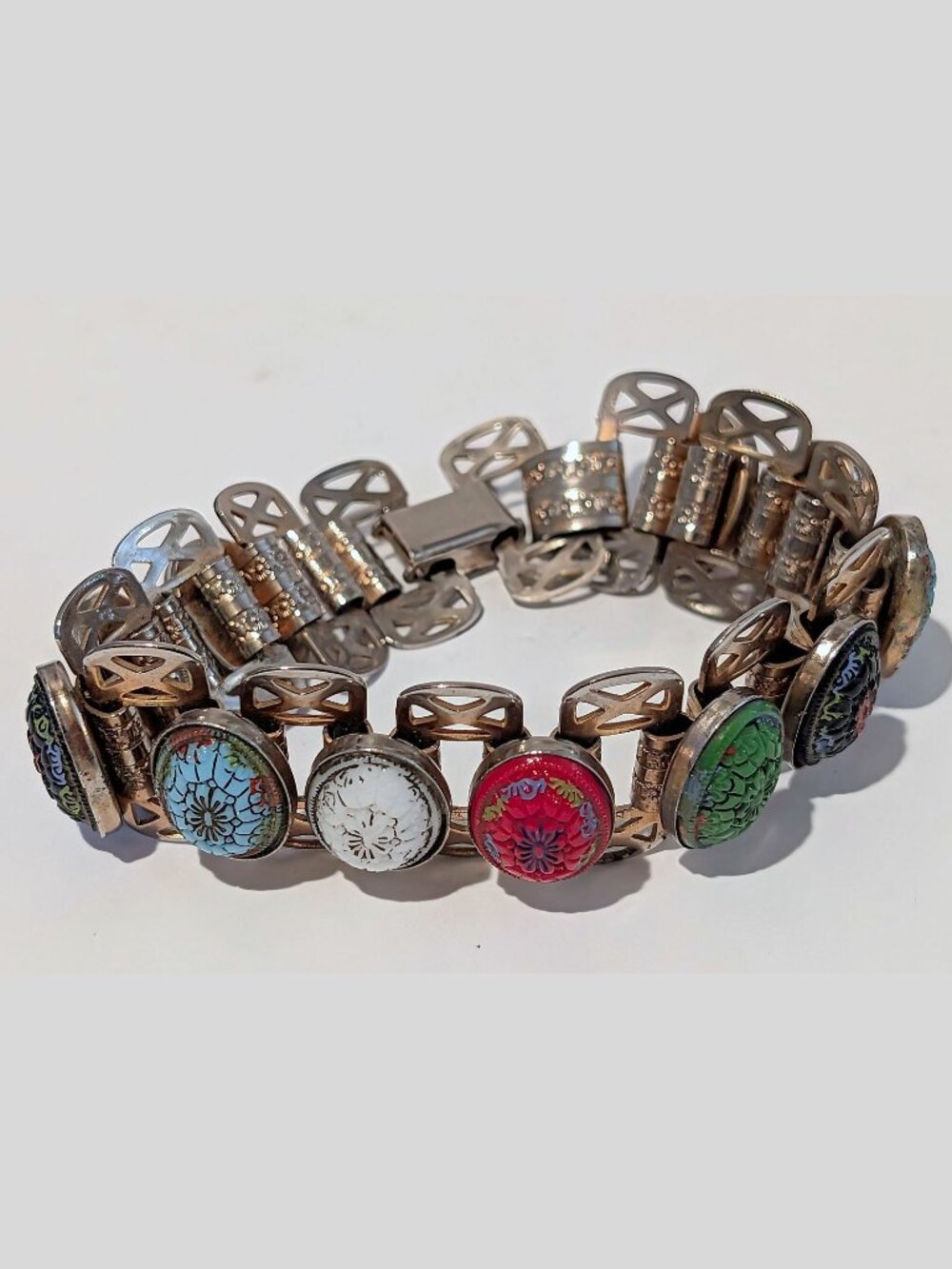 VTG MAROCCAN MATRIX GLASS BOOK CHAIN BRACELET